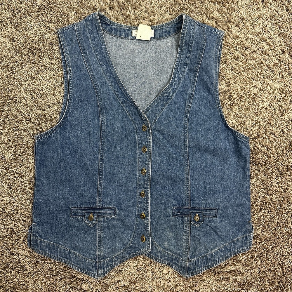 Vintage Cherokee Denim 90s Button Vest Western Women's Size Large